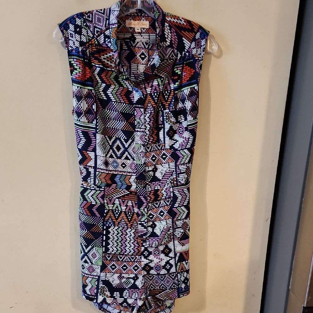 Mara Hoffman Multicolor Geometric Pattern Sleevel… - image 1